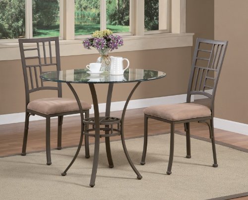 3pc Bistro Dining Table and Chairs Set in Textured Bronze Finish