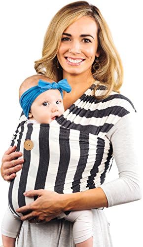 ACK Wrap Soft, Lightweight, Breathable Baby Carrier Made in USA. (Charcoal and White Striped)