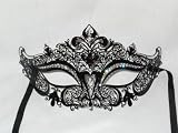 Black Metal Venetian Cat Mask with Swarovski Crystals