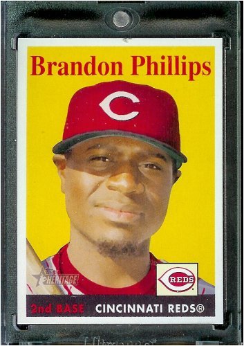 2007 Topps Heritage Baseball Card # 205 Brandon Phillips Cincinnati Reds - Mint Condition - In Protective Display Case