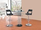 519hthArBwL. SL160  Modern Furniture Glass and Chrome Bar Table with Two Black Leather Bar Stools