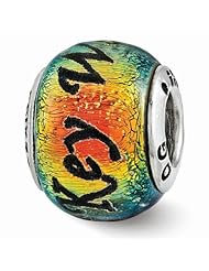 Sterling Silver Reflections Key West Orange Dichroic Glass Bead QRS3111