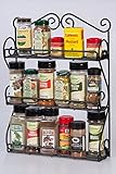 Handcrafted Deluxe Wall-Mount 3-Tier Scroll Metal Spice Rack; Black Powder-Coated Iron by Unum&trade;