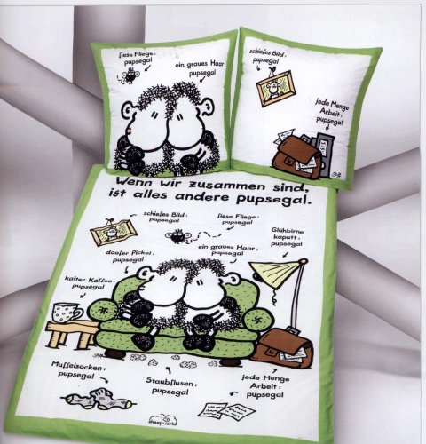 Sheepworld wenn wir zusammen sind ist alles andere pupsegal Linon Bettwäsche 80x80 / 155x220 cm Original Lizenzartikel