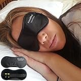 PrimeEffects Sweet Dreams Sleep Mask with Ear Plugs - Super Lightweight Soft & Comfortable Eye Mask Blocks Light Fully - Helps Men Women & Kids Sleep Better - Wide Strap with Velcro and Earplugs Holder - Manufacturer Satisfaction Guarantee