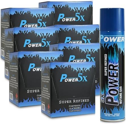 84 cans (7 cases) of Power 5x 300ml Super Refined Butane Fuel
