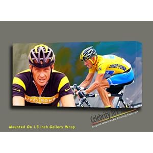 LANCE ARMSTRONG LIVE STRONG ORG DIGITAL PAINTING ON CANVAS FRAMED 30X15X1.5