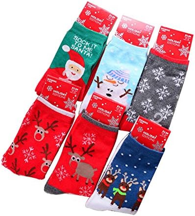 HotVally Fuzzy and Soft Lovers Winter Spring Socks Assorted Color (11-Packs) Santa Snowman Stockings
