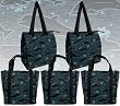 Dolphins Shopping Bags 5 Pc Set Reusable Grocery Bags 2 Insulated Zipper Closure Totes and 3 Re-Usable Designer Look Shopping Bags
