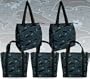 Dolphins Shopping Bags 5 Pc Set Reusable Grocery Bags 2 Insulated Zipper Closure Totes and 3 Re-Usable Designer Look Shopping Bags