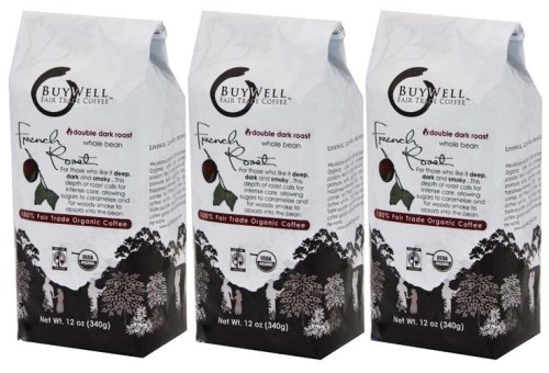 BuyWell French Roast Blend 100 Fair Trade Organic 12-Ounce Bags Pack of 3 GROUNDB001F89IN6