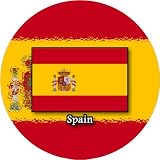 58mm Round Badge Style Keyring Spain Full Flag