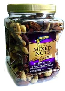 Planters Deluxe Mixed Nuts with Sea Salt Canister, 2 Pound 2oz(963g)