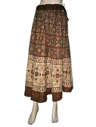 Bohemian Ethnic Floral Print Brown Cotton Gypsy Hippie Womens Long Tie Skirts