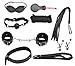 Easyfashion Black Bondage kit Leather Restraint Bedroom Fun 8pcs Adult Set