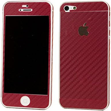 DiaMini iPhone 5 Full Body Carbon Fibre Wrap Decal Skin Sticker Protector (for Iphone 5 /5G Dark Red)