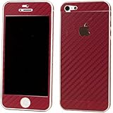 DiaMini iPhone 4 /4S Full Body Carbon Fibre Wrap Decal Skin Sticker Protector (for Iphone 4/4S Dark Red)