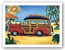 Red Woody by Suzanne Etienne 7"x5" Art Print Poster Surfing