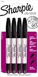 Sharpie CD/DVD Twin Tip Permanent Markers, 4 Black Markers (37035PP)