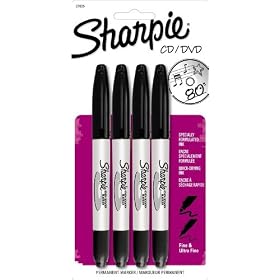 Sharpie CD/DVD Twin Tip Permanent Markers, 4 Black Markers (37035PP)