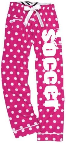 Soccer Drawstring Flannel Pants Adult Small Pink Polka Dot
