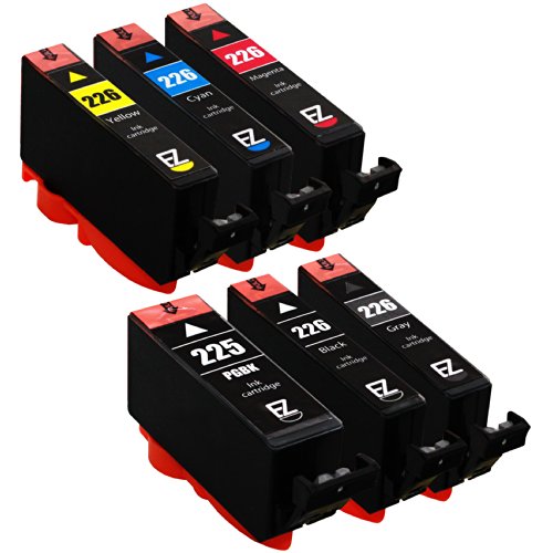 E-Z Ink (TM) Compatible Ink Cartridge Replacement for Canon PGI-225 CLI-226 (1 Large Black, 1 Cyan, 1 Magenta, 1 Yellow, 1 Small Black, 1 Gray) 6 Pack