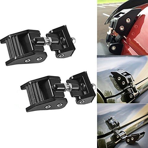 Aluminum Hood Lock latches Kit Assembly locking Hood Catch Set For 2007-2016 Jeep Wrangler - Pair (Black)