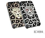 Apple iPhone 4 & 4S Handmade Rhinestone Crystal 3D Leopard Hard Shell Case w/ Screen Protector