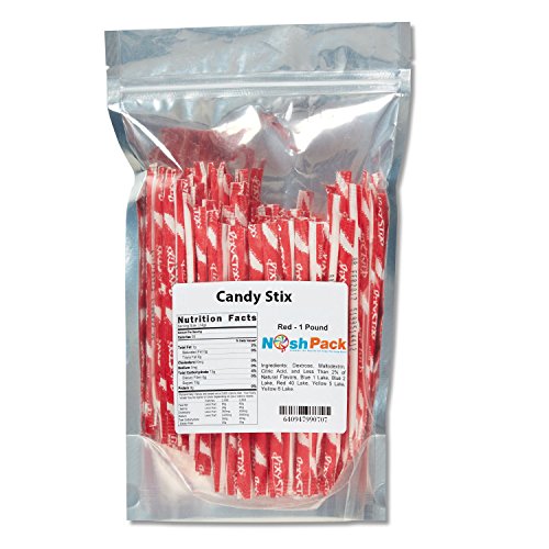 Nosh Pack Candy Stix Powder Straws - Red (Cherry) 1 LB. Bag