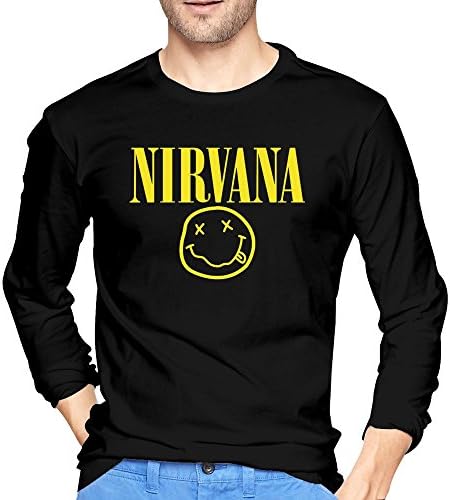 Men Nirvana Smiley Face Logo T Shirt Black