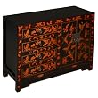 Handmade Asian Furniture - 24" Antique Style Storage Cabinet / End Table - Vintage Butterfly Motif