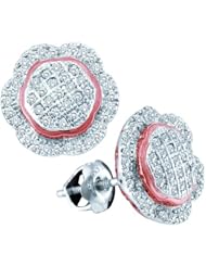 10KT White Gold 0.35 CTW Diamond Flower Micro Pave Earring