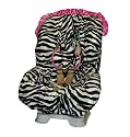 Baby Bella Maya Toddler Car Seat Cover in Zoe Zebra with Pink Ruffle