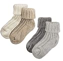 2 Paar Alpaka Wollsocken mit Umschlag
