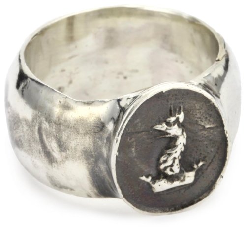 Pyrrha Wax Seals Mens Gryphon Head Sterling Silver Band Ring, Size 10