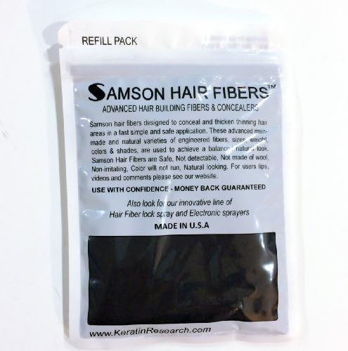 Samson Hair Building Fibers Hair Loss Concealer BLACK XL REFILL 100gr Made in USA Available Worldwide