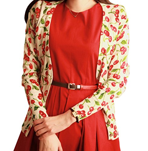 【 UN ANANAS 】 ガーリー チェリー カーディガン キュート レディース 韓国 スタイル ロリータ 可愛い ホワイト