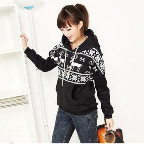 Winter Girls Womens Deer Hooded Hedging Tiny Sweater Coat 3 Colors New Arrival Super (Black)
