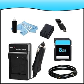 Battery and Charger Bundle Accessory Kit for Canon VIXIA HF M50, HF M500, HF M52, HF R30, HF R300, HF R32 Full HD Camcorders includes (BP-727 High Capacity Intelligent Replacement Battery Pack, BP-727 Charger, 8GB SD Memory Card, HDMI Cable, USB Card Reader/Writer, Cleaning Kit)