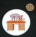 3 button / pin printed with bone, eating, standing, dog, desk