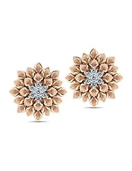 Diamond (0.34 Ct, IJ-SI), 18 Kt Rose Gold Dahlia Stud Earrings