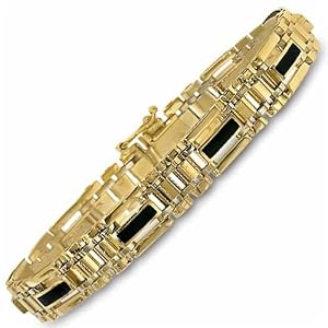 Men's 14K Yellow Gold and Onyx Bracelet