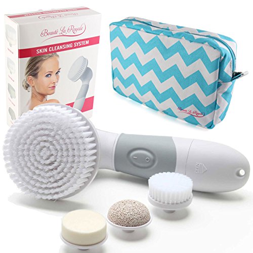 Waterproof Facial Brush Cleansing System for Face & Body. Best Skin Exfoliator, Blackhead Remover, Pore Minimizer, and Dark Spot Corrector. 6 Piece Brushes Microdermabrasion At Home Kit