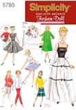Simplicity Sewing Pattern 5785 Doll Clothes, One Size