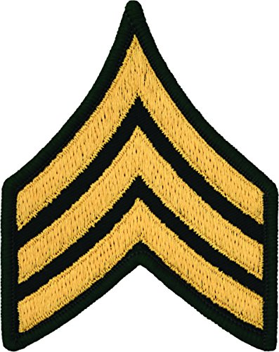 Sergeant E-5 Army Chevrons - Gold on Green