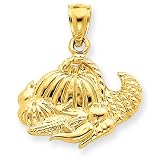 14k 3-D Thanksgiving Cornucopia Basket Pendant