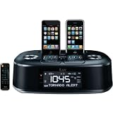 New- ILUV IMM183 IPHONE®/IPOD® HI-FI NOAA ALERT DUAL-DOCK ALARM CLOCK