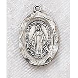 Sterling Silver Catholic Miraculous Oval Virgin Mary Medal Necklace Jewelry