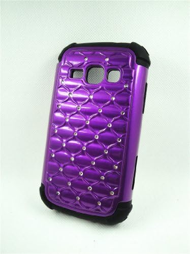 Thousand Eight(TM)combo gift package for Samsung M840 Ring/Prevail 2-Diamond Studded Silicone Rubber Skin Hard Case + [Screen Protector Shield(Ultra Clear)+Touch Screen Stylus] (purple/black)