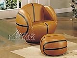 Basketball Shape Swivel Chair with Ottoman Acs005527